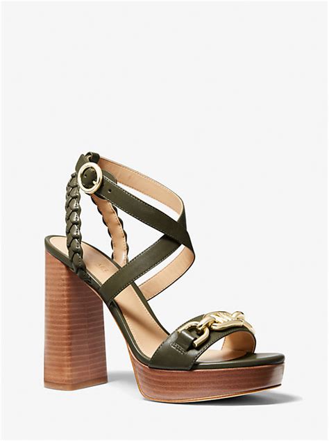 michael michael kors kailey embellished leather platform sandal|Michael Kors Flat sandals for Women .